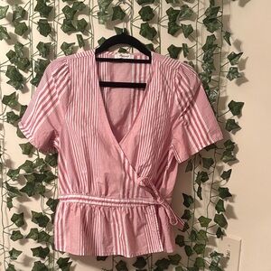 Madewell Pink and White Striped Blouse